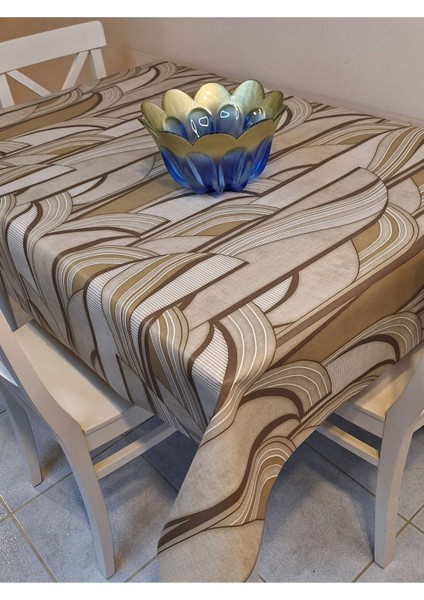 Elyaflı Pvc Muşamba - Desenli Silinebilir Masa Örtüsü (Krem) modelleri