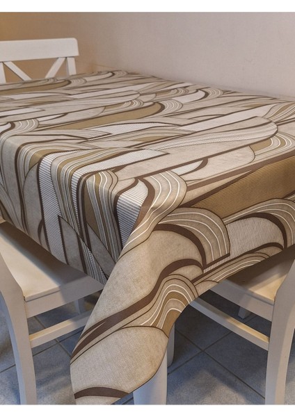 Elyaflı Pvc Muşamba - Desenli Silinebilir Masa Örtüsü (Krem) indirimleri