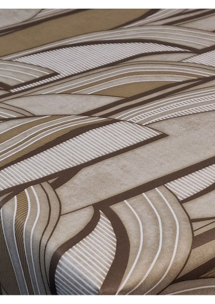 Elyaflı Pvc Muşamba - Desenli Silinebilir Masa Örtüsü (Krem)