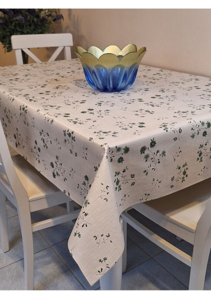 Elyaflı Pvc Muşamba - Desenli Silinebilir Masa Örtüsü ( Yeşil)