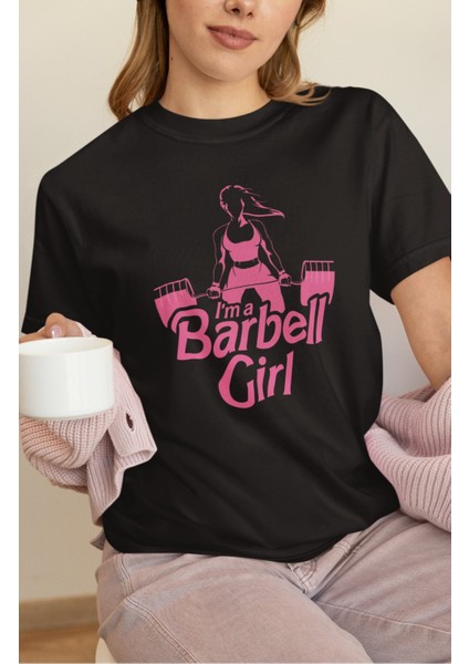 Oversize Barbell Girl Yazılı T-Shirt, Kadın Gym Fitness Temalı Tişört fiyatları