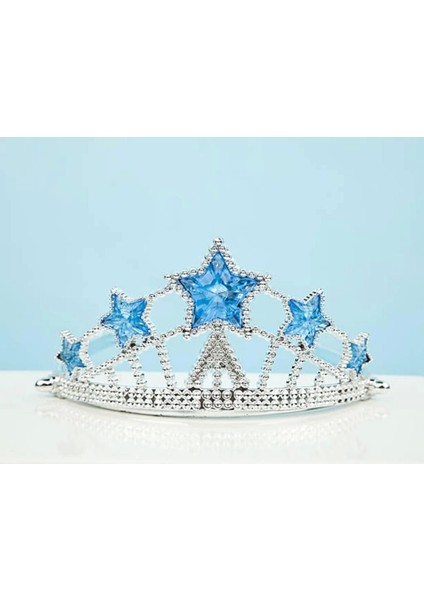 Bfs Yıldız Şekilli Elsa Prenses Kraliçe Tacı Mavi Renk Çocuk Boy 5X17 cm fiyatları