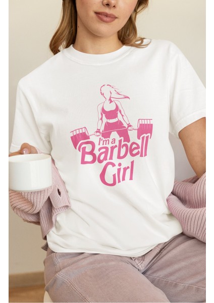 Oversize Barbell Girl Yazılı T-Shirt, Kadın Gym Fitness Temalı Tişört fiyatları