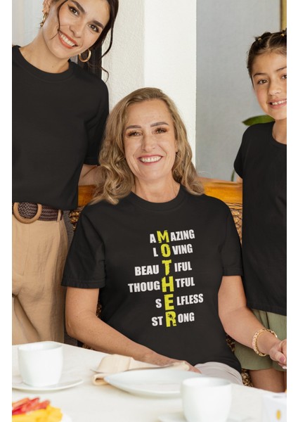 Akrostiş Mother Baskılı Tişört, Oversize Anneler Günü Temalı T-Shirt fiyatları