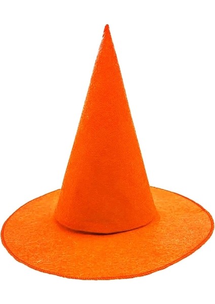 Bfs Turuncu Renk Keçe Cadı Şapkası Yetişkin Çocuk Uyumlu 35X38 cm