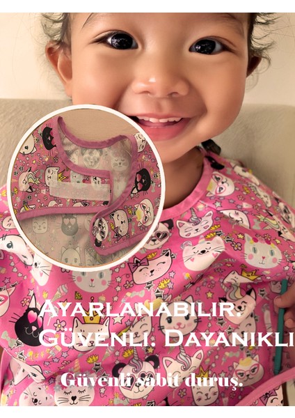 Baby Uzun Kollu Mama Önlüğü - Pembe | Blw Uyumlu, Sıvı Geçirmez, Ipsiz Güvenli Tasarım indirimleri
