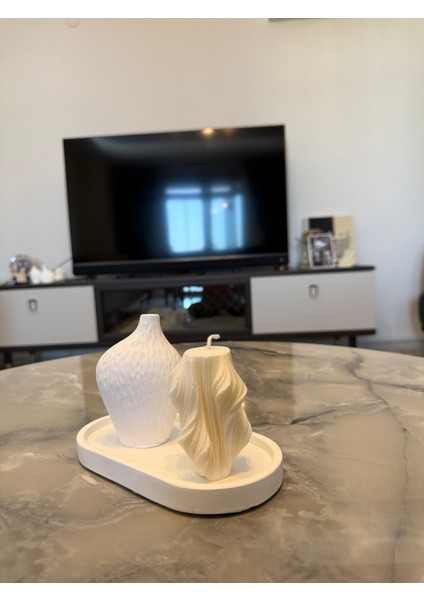 Taş Tozu Vazo Vanilya Aromalı Burgu Mum Dekoratif/aksesuar Set fiyatları