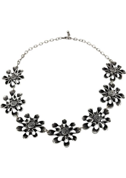 Gümüş Kaplamalı Zamak Set, Çiçek (Kolye, Bileklik, Küpe, Yüzük)