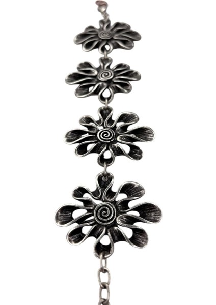 Gümüş Kaplamalı Zamak Set, Çiçek (Kolye, Bileklik, Küpe, Yüzük)