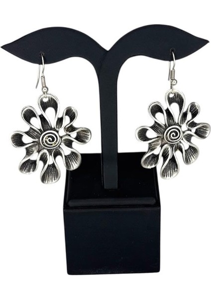 Gümüş Kaplamalı Zamak Set, Çiçek (Kolye, Bileklik, Küpe, Yüzük)