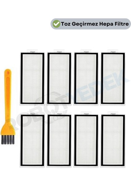 Roborock Q7 Max, Q7 Max Plus Uyumlu Yedek Hepa Filtre ve Temizleme Fırçası-9 Parça