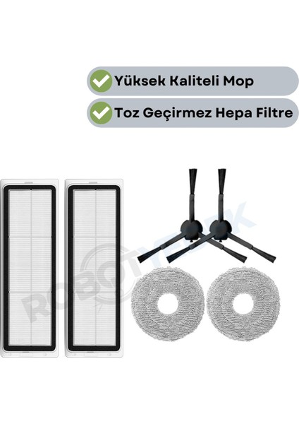 Dreame Bot L10S Pro Uyumlu Yedek Hepa Filtre Yan Fırça Mop-6 Parça