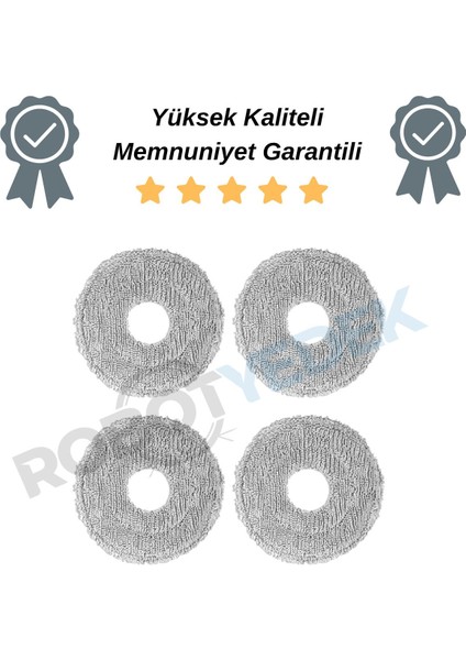 Xiaomi S10+(S10T Değil) Uyumlu 4 Adet Mikrofiber Mop Bez