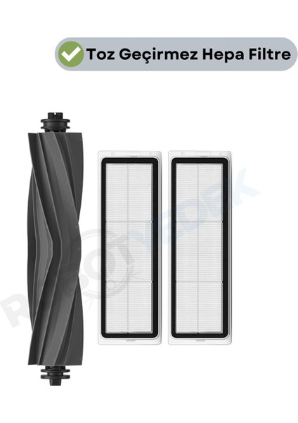 Dreame L10S Pro Gen 2 Uyumlu Yedek Silikon Ana Fırça ve Hepa Filtre-3 Parça
