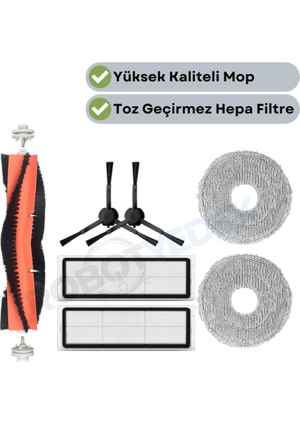 Dreame Bot L10S Pro Uyumlu Yedek Fırça Hepa Filtre Mop Seti-7 Parça