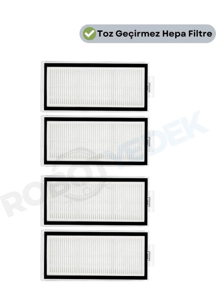 Roborock Q8 Max, Q8 Max Plus Uyumlu Yedek Hepa Filtre-4 Parça