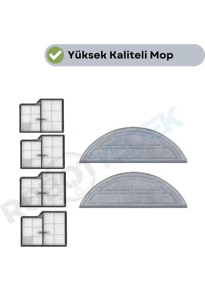 Roborock Saros 10 Uyumlu Hepa Filtre ve Mop-6 Parça