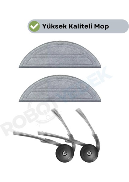 Roborock Saros 10 Uyumlu Mop ve Yan Fırça-4 Parça