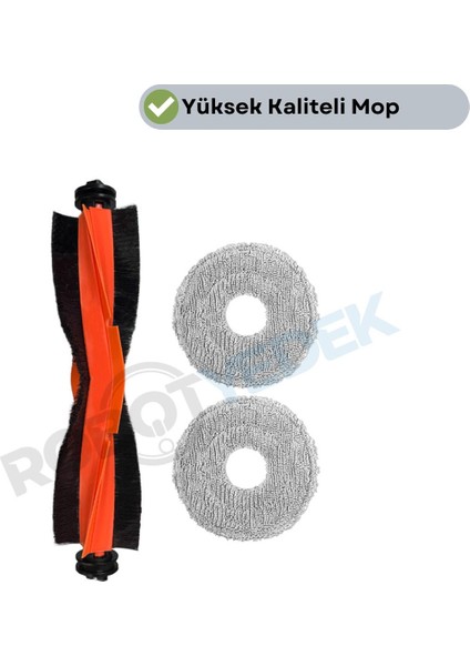 Xiaomi S10+(S10T Değil) Uyumlu Yedek Ana Fırça ve Mop-3 Parça