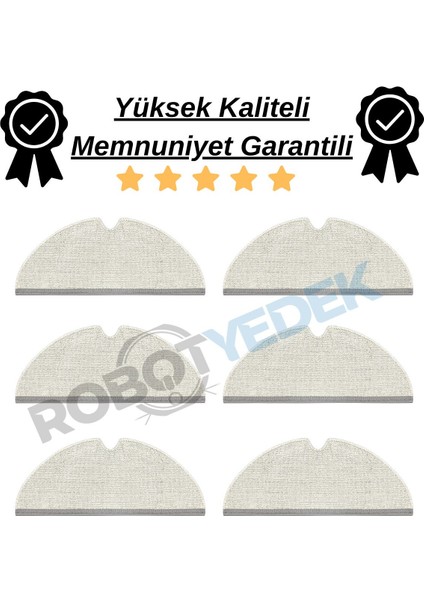 Roborock Q8 Max, Q8 Max Plus ( Q8 MAX PRO DEĞİL!) 6 Adet Mop Fiber Paspas