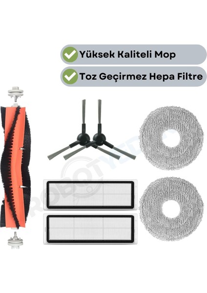 Dreame L10S Pro Gen 2 Uyumlu Yedek Fırça Hepa Filtre Mop Seti-7 Parça