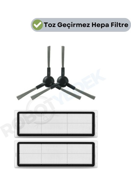 Dreame L10S Pro Gen 2 Uyumlu Yedek Hepa Filtre ve Yan Fırça-4 Parça