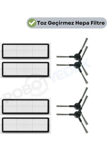 Dreame L10S Pro Gen 2 Uyumlu Yedek Hepa Filtre ve Yan Fırça-8 Parça