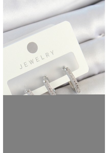 Mulvxxmd XDN02 Pirinç Zirkon Taşlı Halka Model Renk 3'lü Çift Kadın Küpe Set (Mulvix)