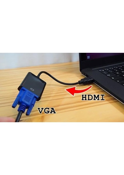 HDMI To VGA Monitör Tv Çevirici Dönüştürücü Kablosu