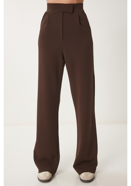 Beli Cırtlı Rahat Palazzo Pantolon LRV0003 KAHVERENGİ fırsatları