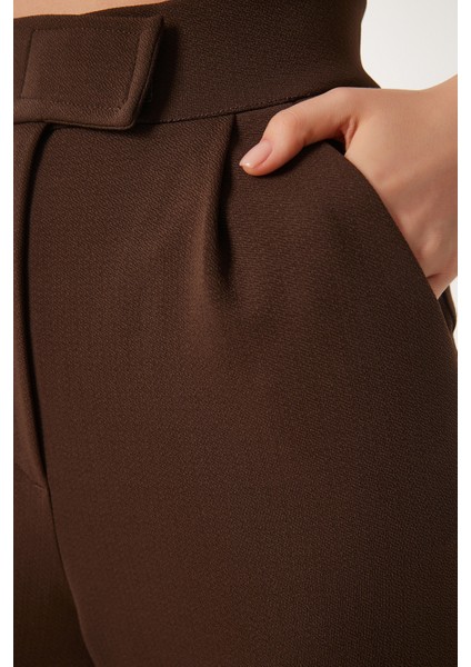 Beli Cırtlı Rahat Palazzo Pantolon LRV0003 KAHVERENGİ indirimleri