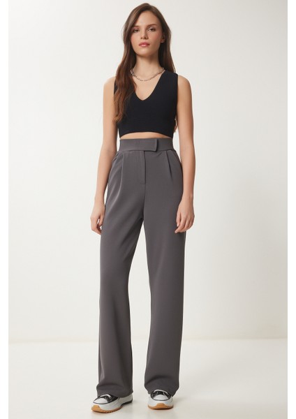 Beli Cırtlı Rahat Palazzo Pantolon LRV0003 ANTRASİT fırsatları