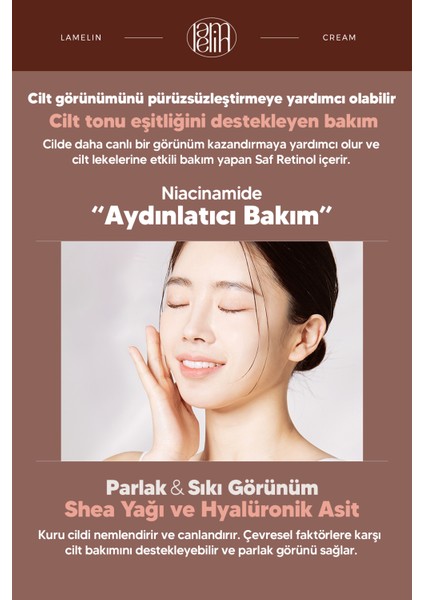 Retinol İçeren Leke ve Çizgi Karşıtı Yüz Bakım Kremi - Lamelin Retinol Pure Cream 50 ml fiyatları