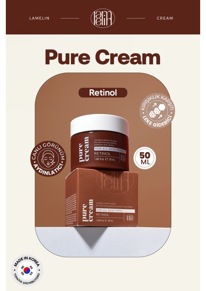 Retinol İçeren Leke ve Çizgi Karşıtı Yüz Bakım Kremi - Lamelin Retinol Pure Cream 50 ml fırsatları