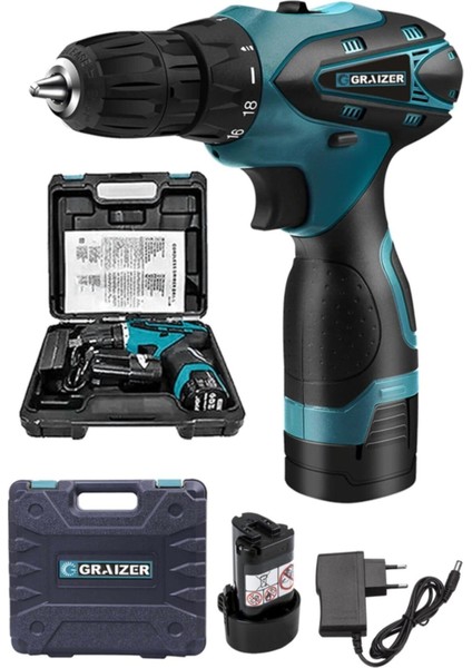 Alman Titan Series 32 V Sjs Çift Metal Şanzuman Çift Akülü Şarjlı Vidalama Matkap Mavi Ar