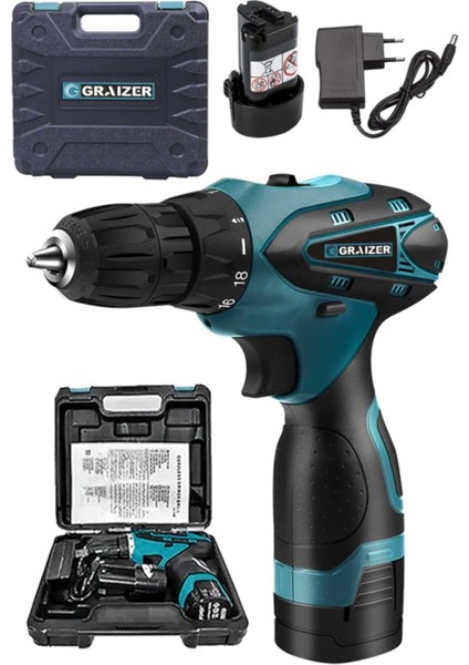 Alman Titan Series 32 V Sjs Çift Metal Şanzuman Çift Akülü Şarjlı Vidalama Matkap Mavi Ar