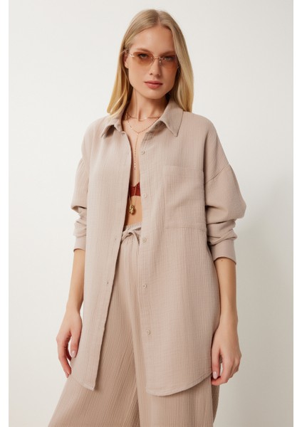 Oversize Müslin Gömlek Pantolon Takım modelleri