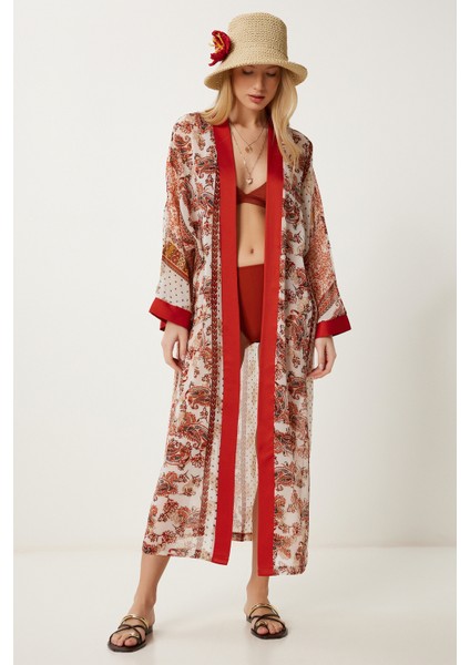 Desenli Şifon Kimono