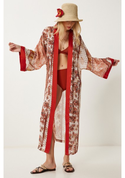 Desenli Şifon Kimono