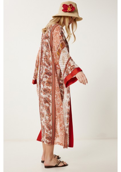 Desenli Şifon Kimono