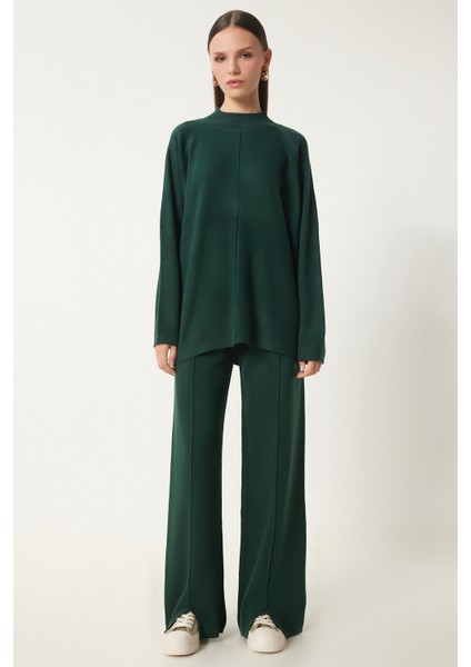 Şık Triko Kazak Pantolon Takım LMU0001 ZÜMRÜT YEŞİLİ