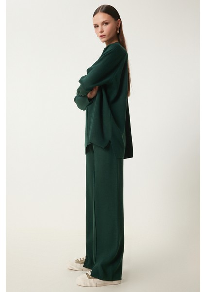 Şık Triko Kazak Pantolon Takım LMU0001 ZÜMRÜT YEŞİLİ fiyatları