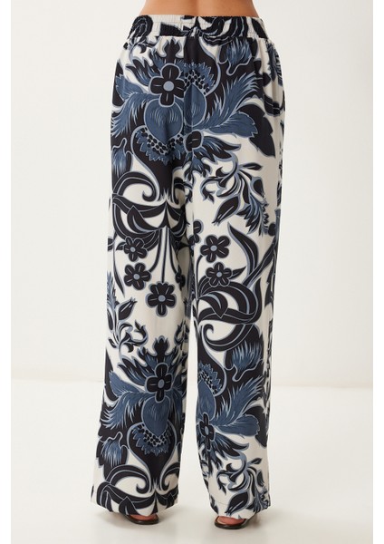 Desenli Yazlık Viskon Kimono Pantolon Takım