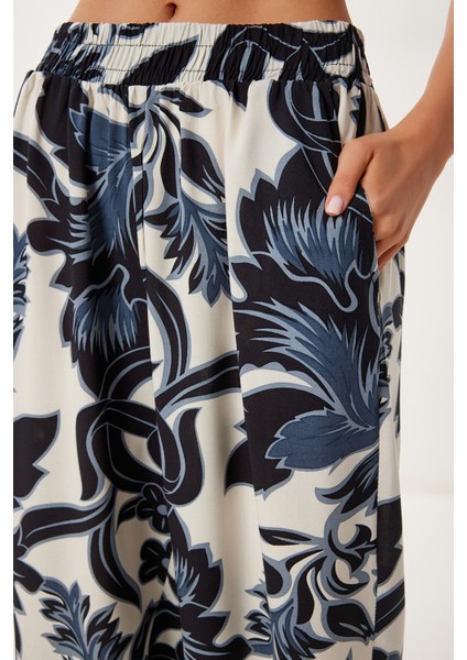 Desenli Yazlık Viskon Kimono Pantolon Takım