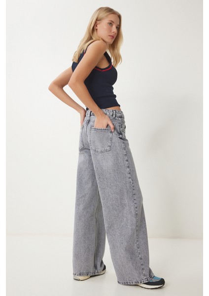 Yıkamalı Geniş Paça Jean
