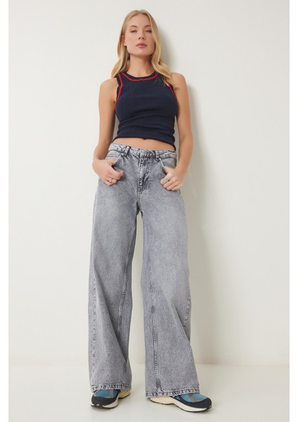 Yıkamalı Geniş Paça Jean