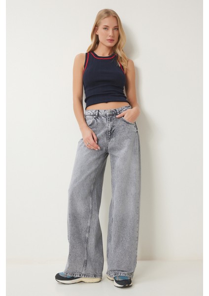 Yıkamalı Geniş Paça Jean