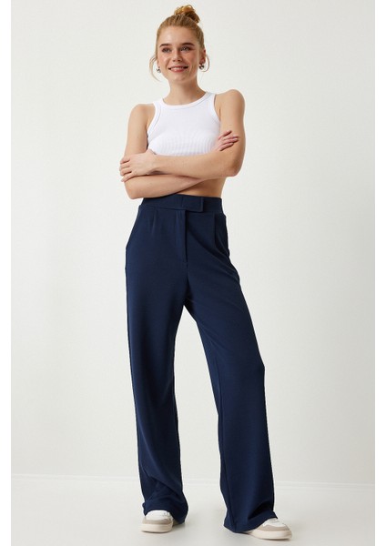 Beli Cırtlı Rahat Palazzo Pantolon LRV0003 LACİVERT fiyatları