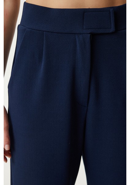 Beli Cırtlı Rahat Palazzo Pantolon LRV0003 LACİVERT fırsatları