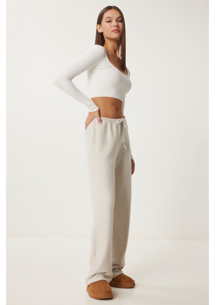 Yumoş Bol Örme Pantolon LUB0063 BEJ fiyatları